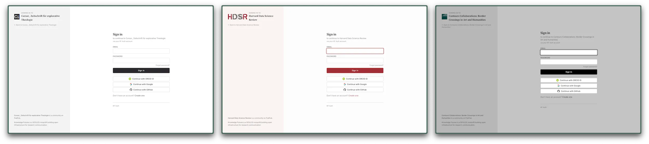 Screenshot of branded login screen