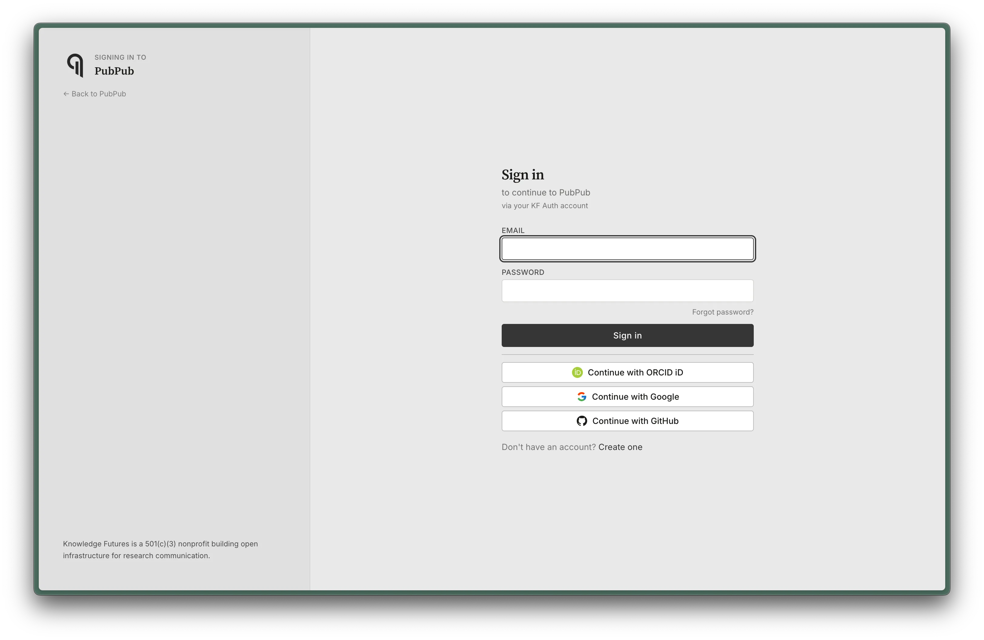 New login screen